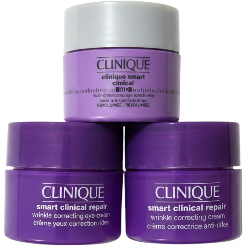 NEW Clinique Smart Clinical Repair Wrinkle Correcting & Eye Cream 3pc Travel Set